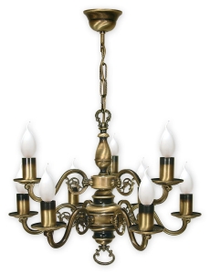 Dwupiętrowy mosiężny patynowany żyrandol świecowy Lemir 387/W9 Świecznik 9xE14 50cm