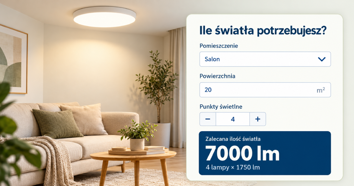 Kalkulator lumenów - dobór ilości światła