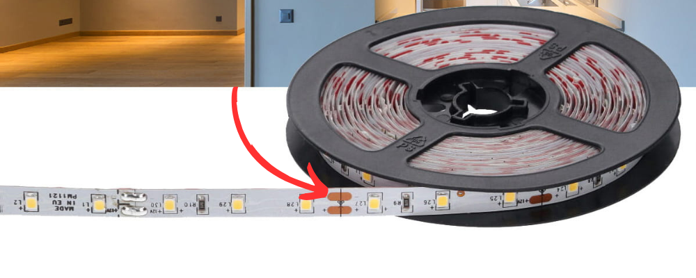 Oznaczenie miejsca cięcia na taśmie LED