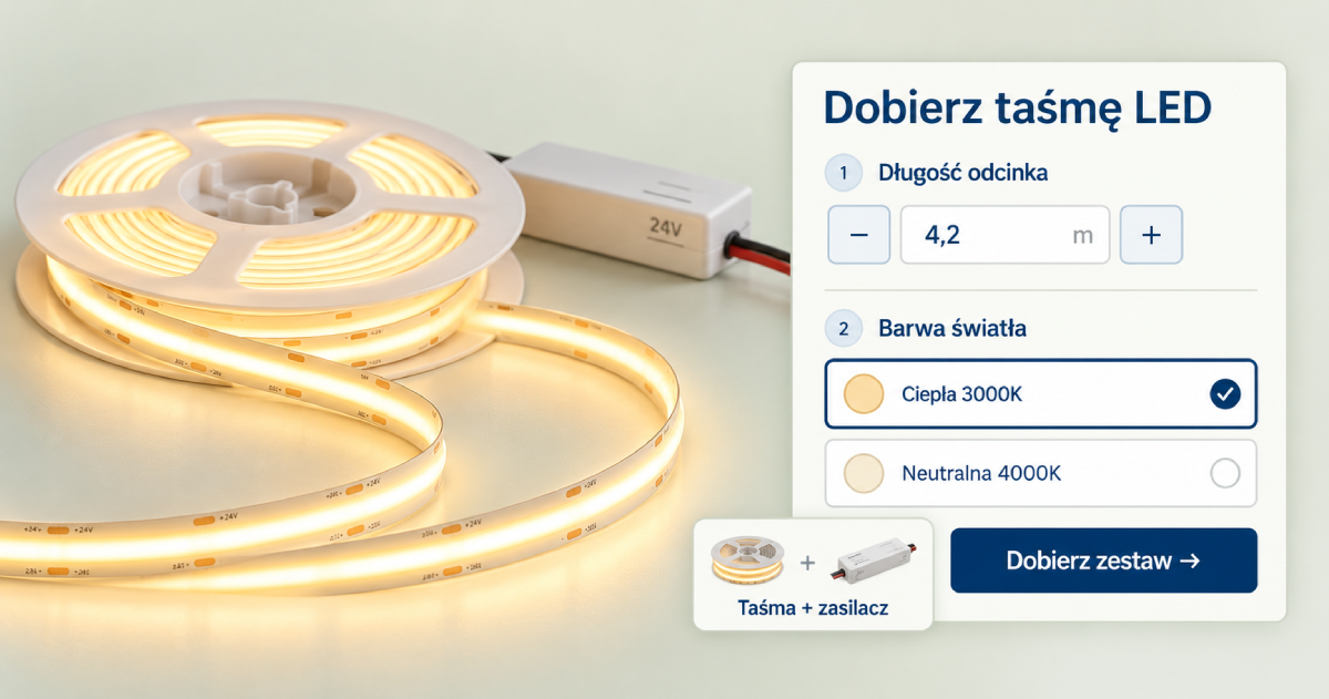 Planer taśm LED - dobór taśmy i zasilacza
